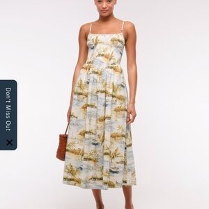 Abercrombie & Fitch Dipped-Waist Smocked Midi Dress